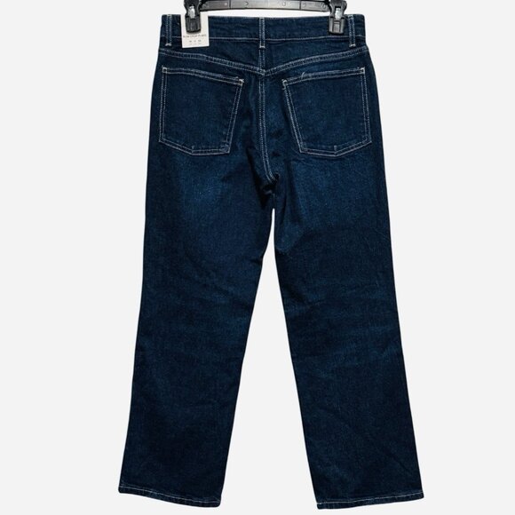 NWT Zara Womens Size 6 Slim Crop Flare Dark Wash Mid Rise Denim Jeans - Picture 3 of 12